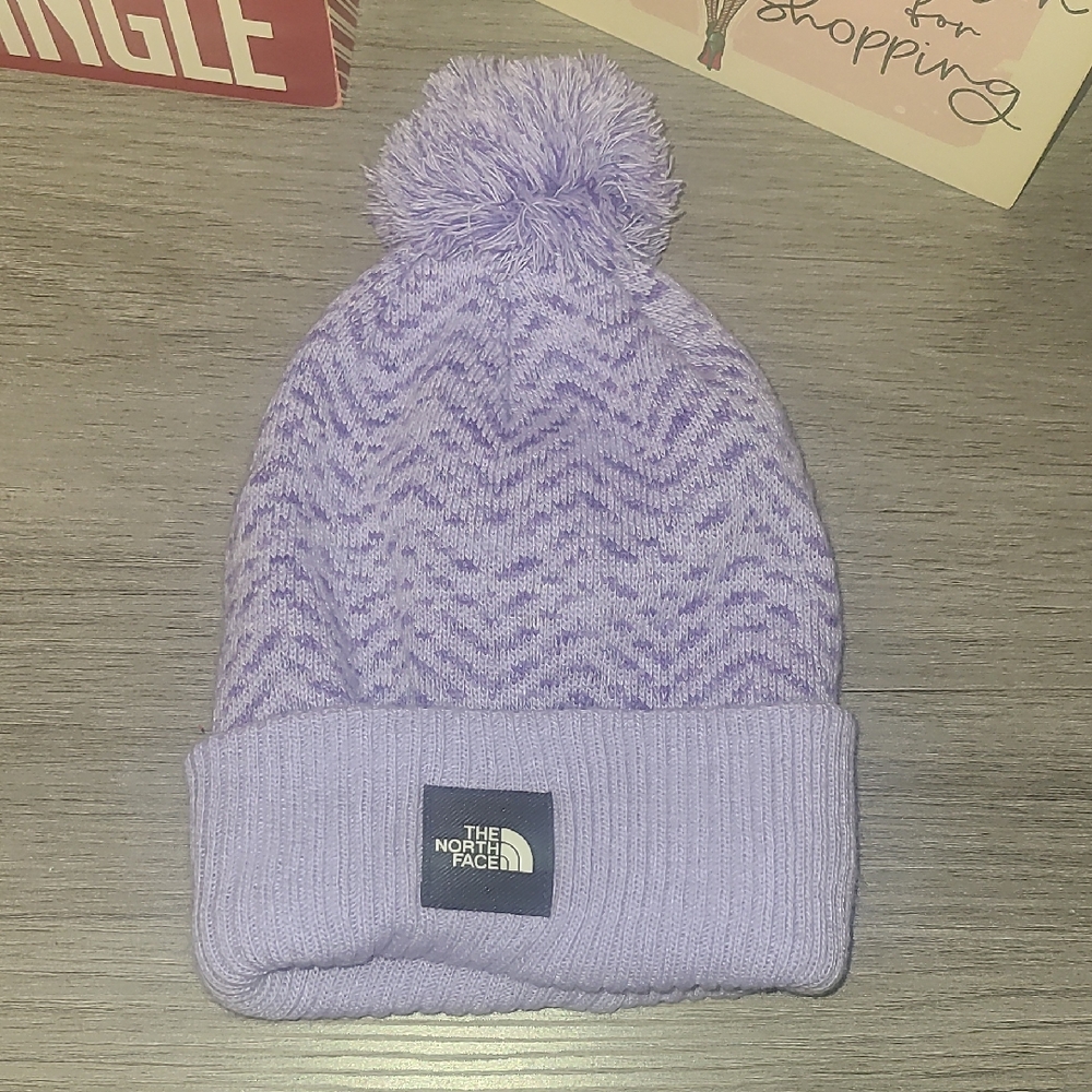 The North Face Kids Light Purple Pom-Pom Beanie